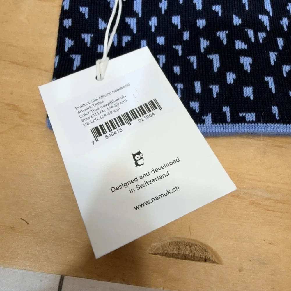 Namuk Merino Wool Headband L/XL Blue Ciel Winter Ear‎ Warmer Ski Outdoor NWT